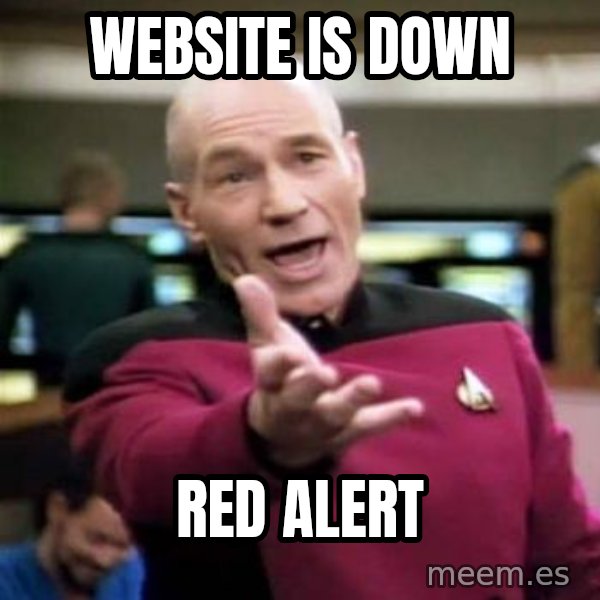 Picard Wtf meme: WEBSITE IS DOWN / RED ALERT