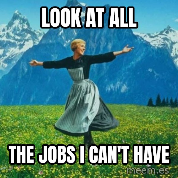 Look at All the Fucks I Give meme: LOOK AT ALL / THE JOBS I CAN'T HAVE