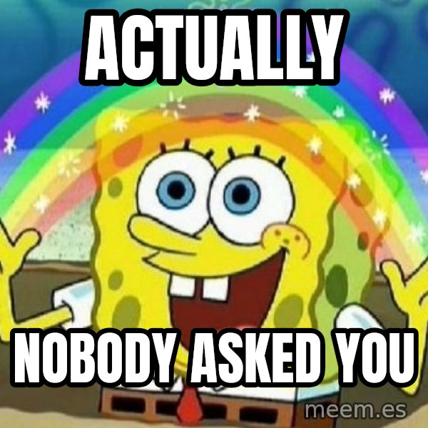 See? Nobody Cares meme: Actually / Nobody asked You