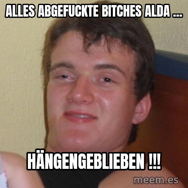 high/drunk guy meme: ALLES ABGEFUCKTE BITCHES ALDA ... / HÄNGENGEBLIEBEN !!!