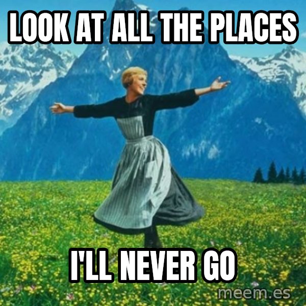 Look at All the Fucks I Give meme: look at all the places / i'll never go