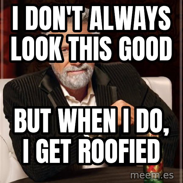 The Most Interesting Man In The World meme: I DON'T ALWAYS LOOK THIS GOOD / BUT WHEN I DO, I GET ROOFIED