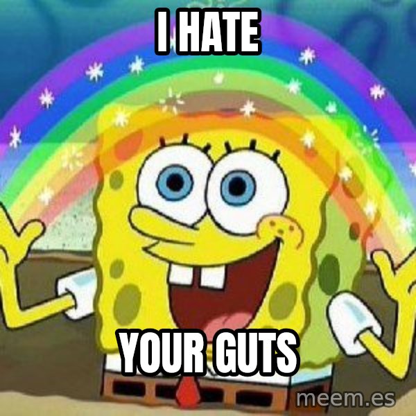 Imagination meme: I HATE / YOUR GUTS