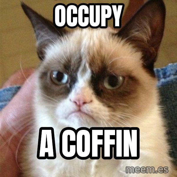 Grumpy Cat  meme: occupy / a  coffin