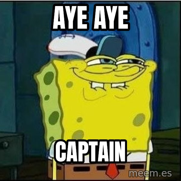 Spongebob Face meme: AYE AYE / CAPTAIN