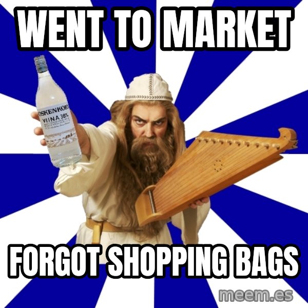 FinnishProblems meme: went to market / forgot shopping bags