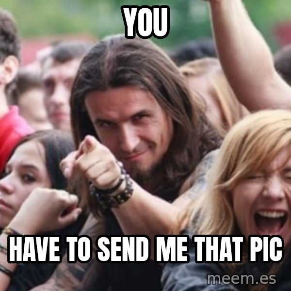 Ridiculously Photogenic Metalhead meme: you / have to send me that pic