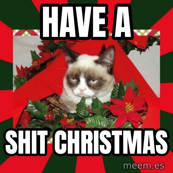 GRUMPY CAT ON CHRISTMAS meme: Have a / shit CHristmas