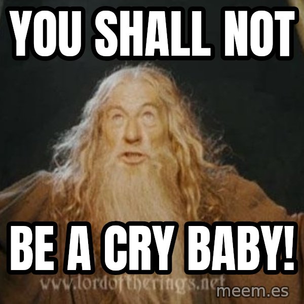 You shall not pass meme: you shall not / be a cry baby!