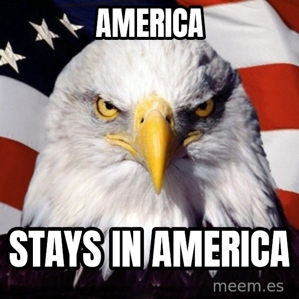 American Pride Eagle meme: AMERICA / STAYS IN AMERICA