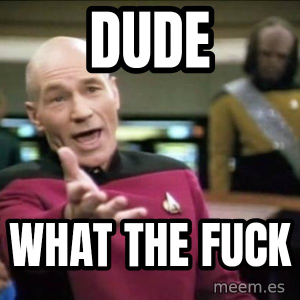 Why the fuck meme: dude / what the fuck