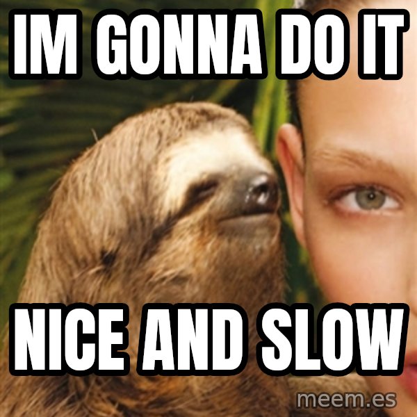 The Rape Sloth meme: im gonna do it / nice and slow