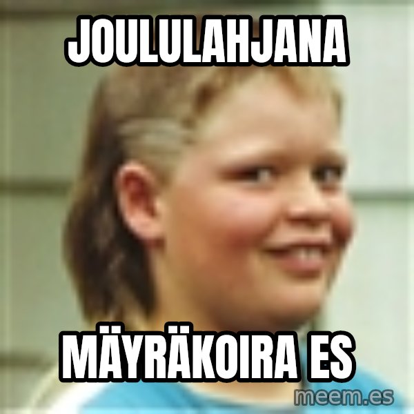 Jonnen Neuvo meme: Joululahjana / Mäyräkoira   ES