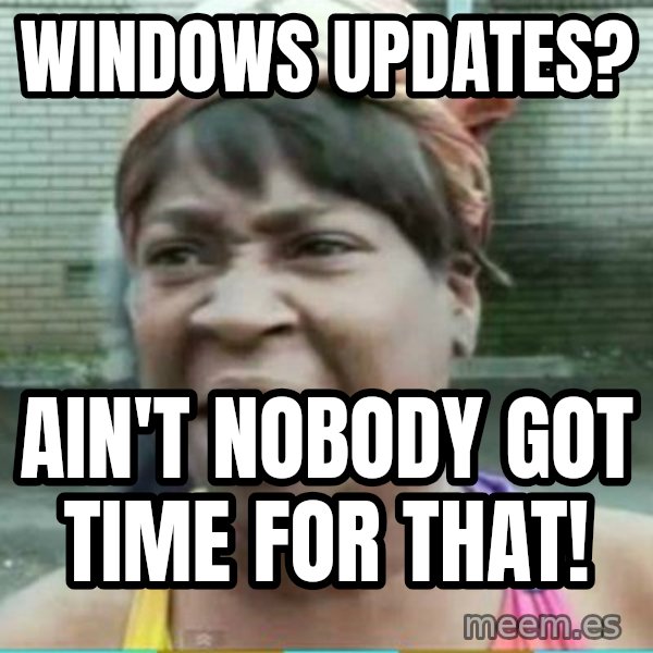 Sweet Brown Meme meme: Windows updates? / ain't nobody got time for that!
