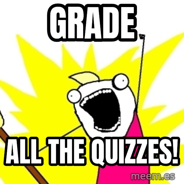 X ALL THE THINGS meme: grade / all the quizzes!