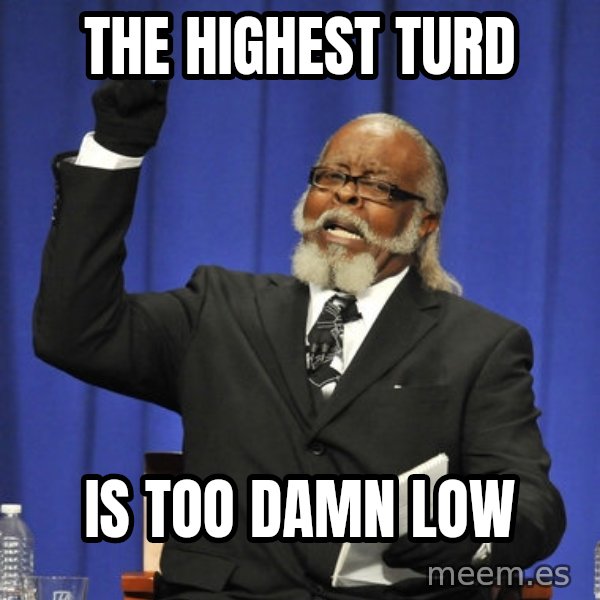 Rent Is Too Damn High meme: The highest turd / is too damn low