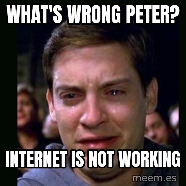 crying peter parker meme: what's wrong peter? / internet is not working