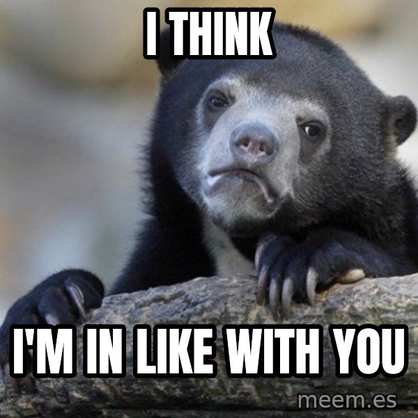 Confession Bear meme: I Think / I'm IN LIKE WITH YOU