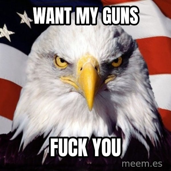 American Pride Eagle meme: want my guns / fuck you