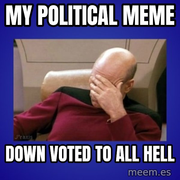 Picard facepalm  meme: my political meme / down voted to all hell