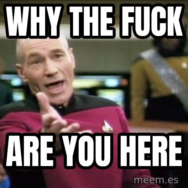 Why the fuck meme: why the fuck / are you here
