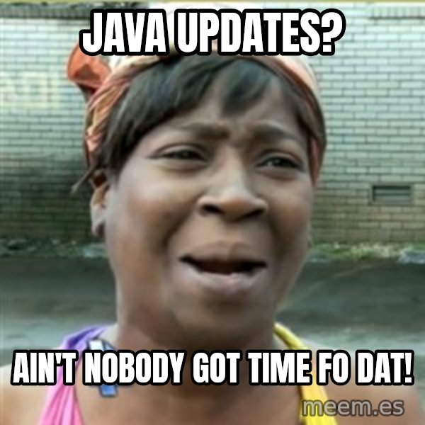 Ain't Nobody got time fo that meme: Java updates? / ain't nobody got time fo dat!