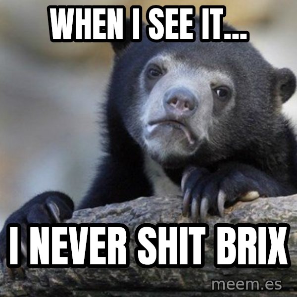 Confession Bear meme: WHEN i SEE IT... / i NEVER SHIT BRIX