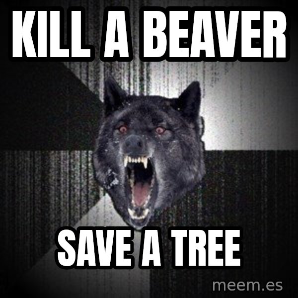 Insanity Wolf meme: Kill a BEAver / Save a Tree