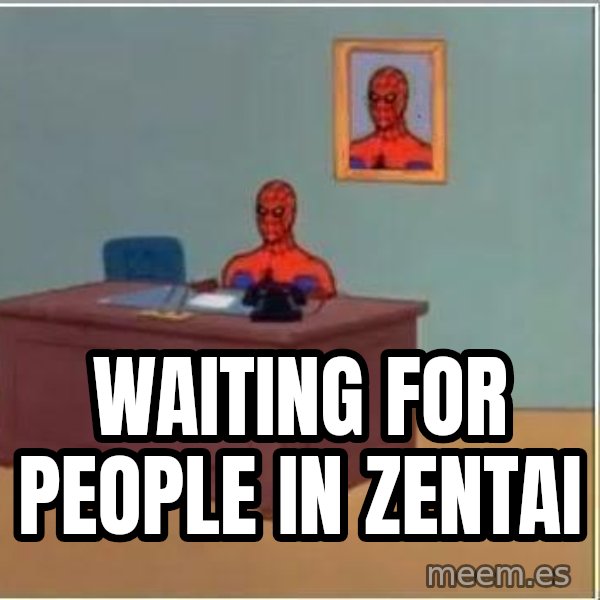 Spiderman Desk meme: waiting for people in zentai
