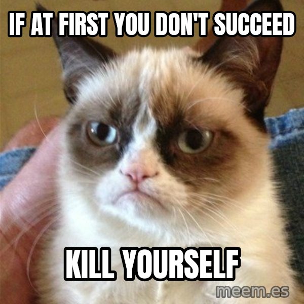 Grumpy Cat  meme: If at first you don't succeed / Kill yourself