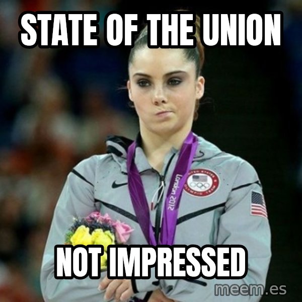 McKayla Maroney Not Impressed meme: State of the union / Not impressed