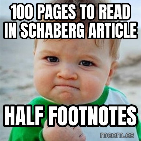 Victory Baby meme: 100 pages to read in schaberg article / half footnotes