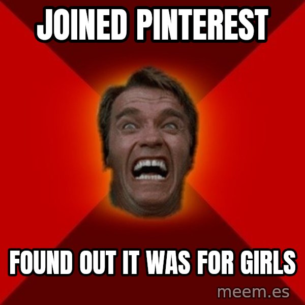 Angry Arnold meme: joined pinterest / found out it was for girls
