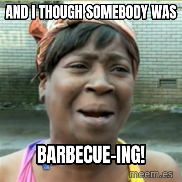 Ain't Nobody got time fo that meme: and i though somebody was / barbecue-ing!