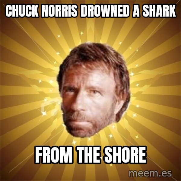 Chuck Norris Advice meme: chuck norris drowned a shark / from the shore