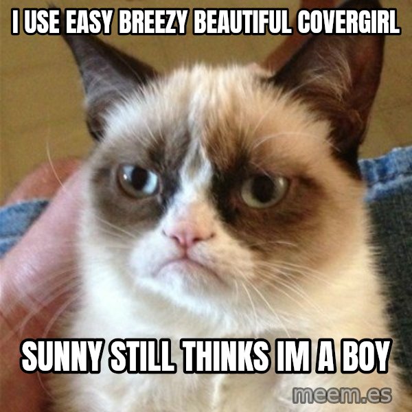Grumpy Cat  meme: i use easy breezy beautiful covergirl / sunny still thinks im a boy