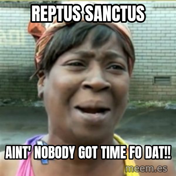 Ain't Nobody got time fo that meme: Reptus Sanctus / Aint' nobody got time fo dat!!