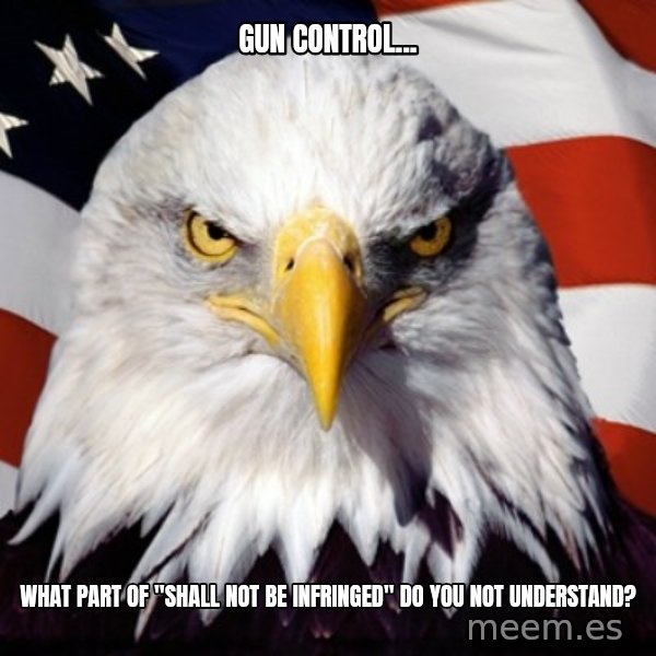 Freedom Eagle  meme: Gun control... / What part of "shall not be infringed" do you not understand?