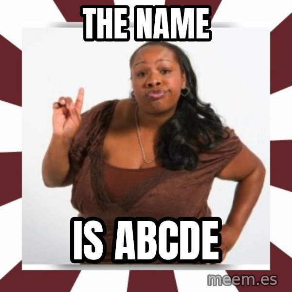 Sassy Black Woman meme: The name / is abcde