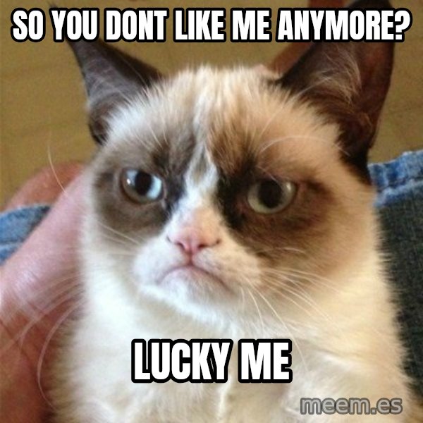 Grumpy Cat  meme: so YOU DONT LIKE ME ANYMORE? / LUCKY ME