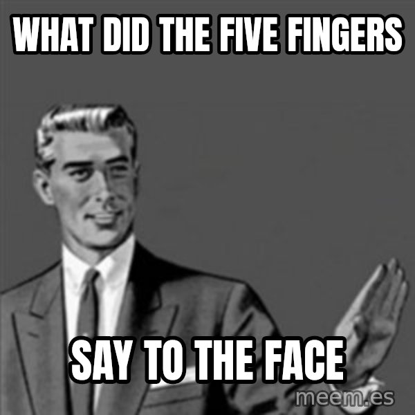 Correction Guy meme: what did the five fingers / say to the face