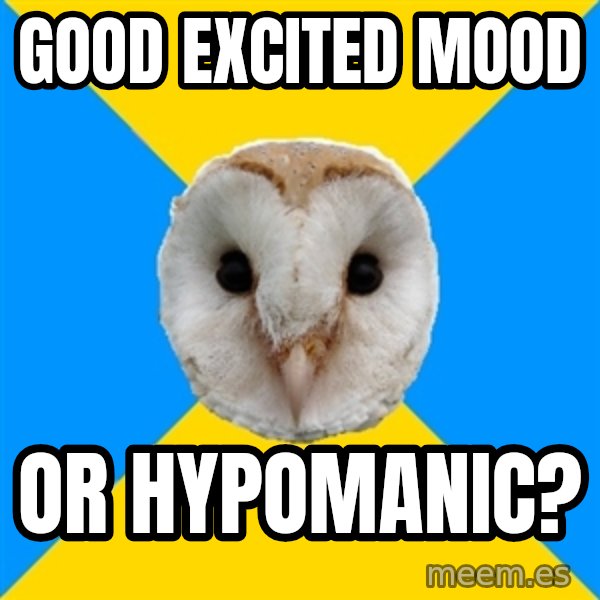 Bipolar Owl meme: Good excited mood / or hypomanic?