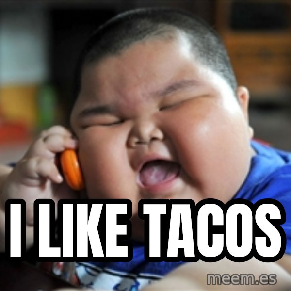 fat chinese kid meme: I like tacos
