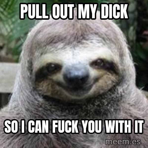 Sexual Sloth meme: PULL out my dick / so i can fuck you with it