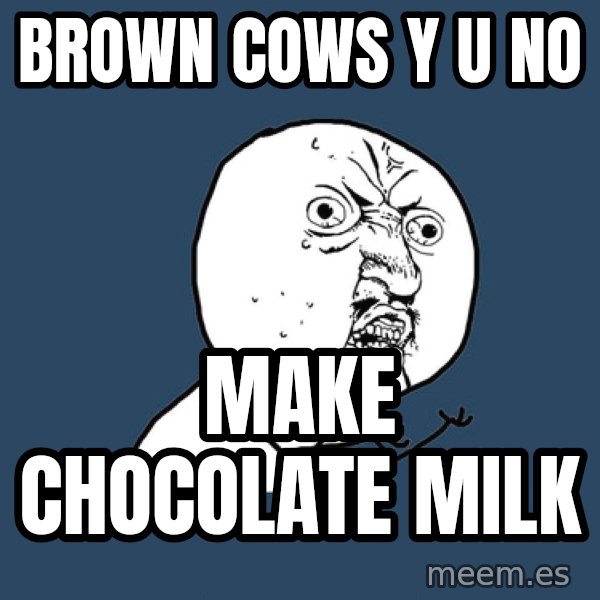Y U No meme: BROWN COWS Y U NO / MAKE CHOCOLATE MILK