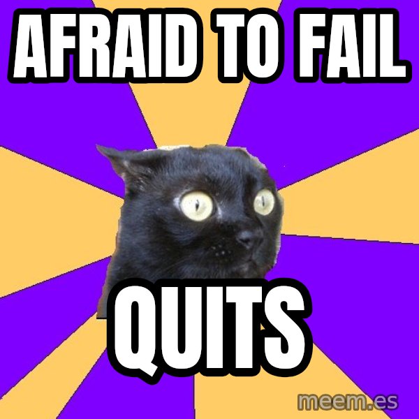 Anxiety Cat meme: afraid to fail / quits