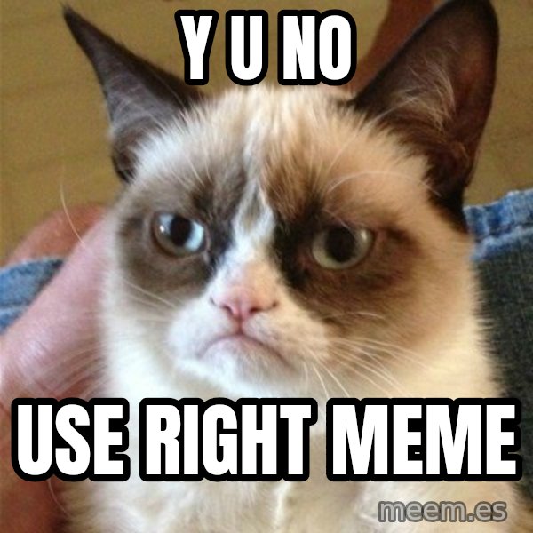 Grumpy Cat  meme: Y U NO / USE RIGHT MEME
