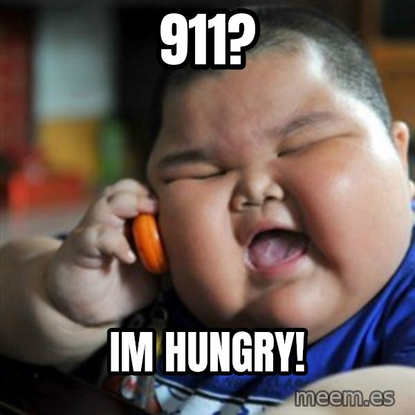 fat chinese kid meme: 911? / iM hungry!