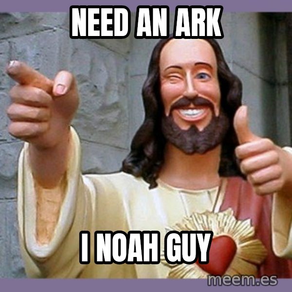 buddy jesus meme: NEED AN ARK / I NOAH GUY