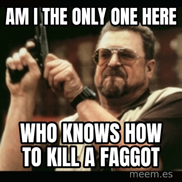 am i the only one around here meme: AM I THE ONLY ONE HERE / WHO KNOWS HOW TO KILL A FAGGOT